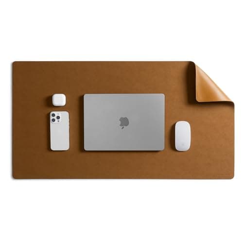 DailyObjects Reversible Desk Matte Sand Premium Vegan Leather Desk Mat|Anti-Skid|Anti-Slip|85 * 45cm|Spread Turf Desk/Laptop Mat for Work from Home/Gaming- Extended Mouse pad and Keyboard Desk-Tan